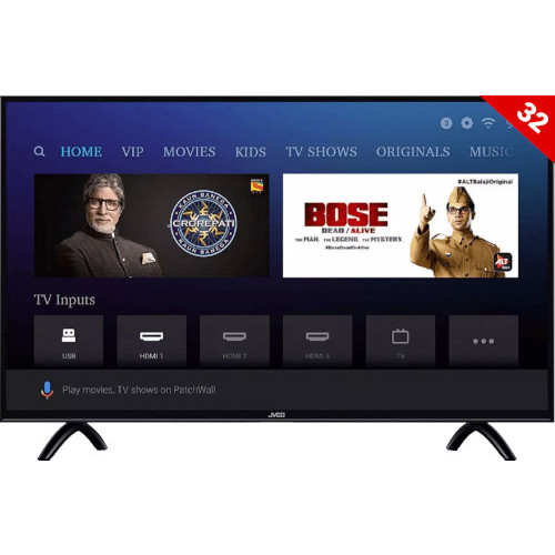 JVCO J9TS 32-Inch Double Glass Voice Control Android Smart TV