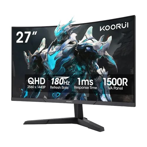 KOORUI 27E6QCA 27-inch 180Hz 2K QHD VA Curved Gaming Monitor