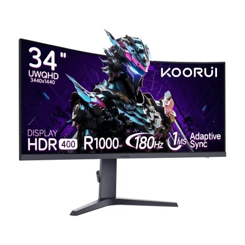 KOORUI 34E6UC 34-inch 180Hz WQHD VA Curved Gaming Monitor