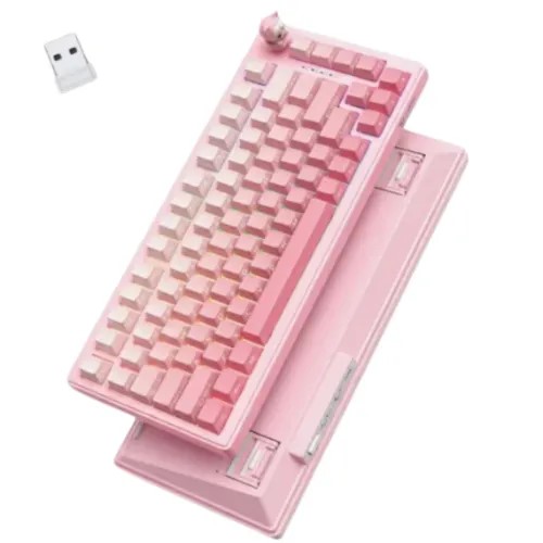 ONIKUMA MT707 Tri-Mode Mint Switches RGB ABS Injection Molding 82-key Gaming Pink Keyboard