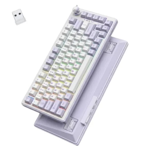 ONIKUMA MT707 Tri-Mode Mint Switches RGB ABS Injection Molding 82-key Gaming Purple Keyboard