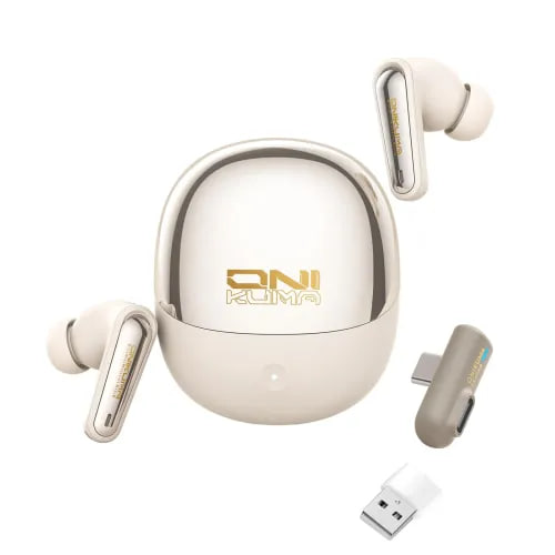 ONIKUMA TX610 Dual-Mode ANC With 30ms Wireless Ultra-Low Latency White Gaming Earbuds
