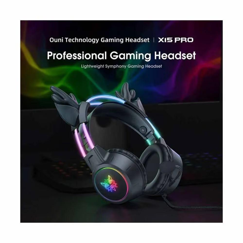 ONIKUMA X15 Pro RGB DEER EAR Wired RGB Black Gaming Headset