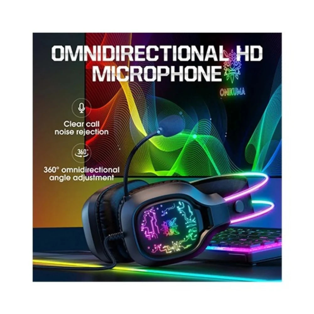 ONIKUMA X22 Cool RGB Dynamic Light Wired Black Gaming Headset