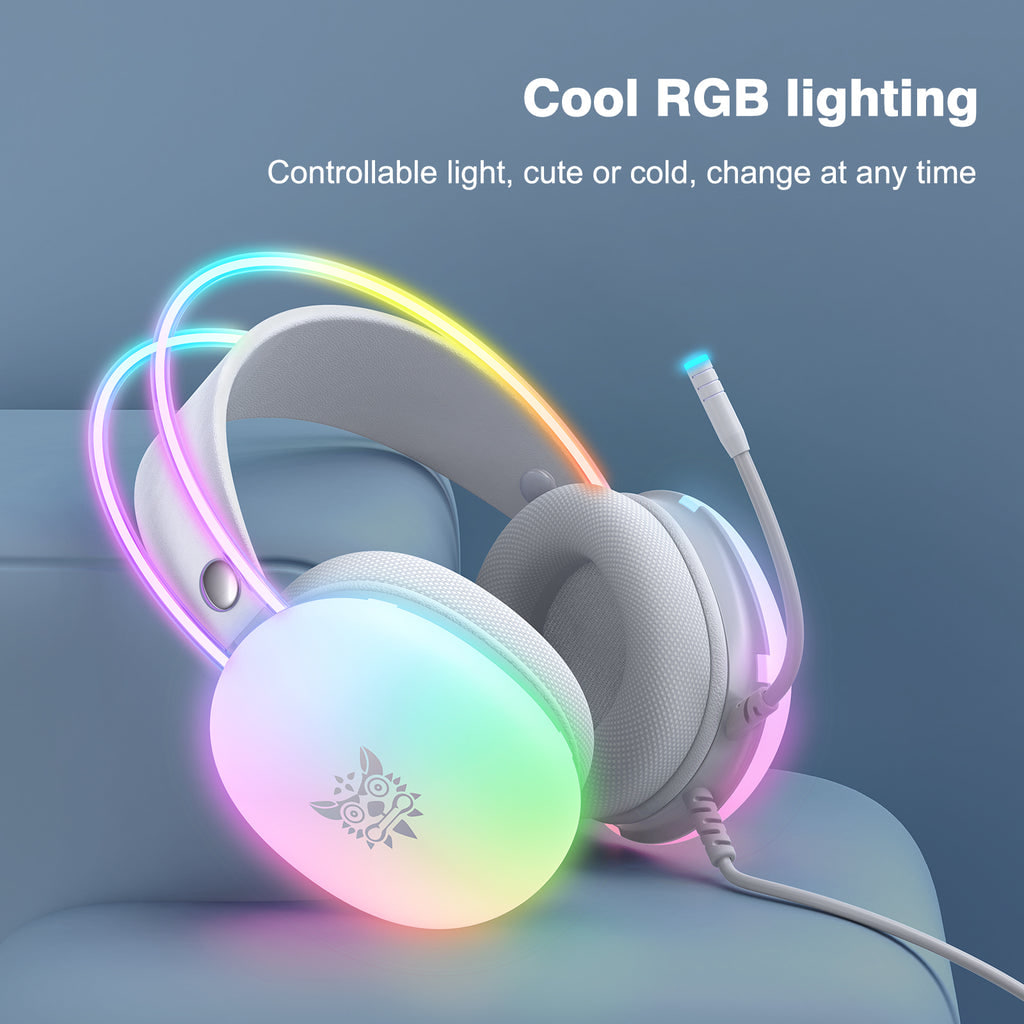 Onikuma X25 RGB Wired White Gaming Headset