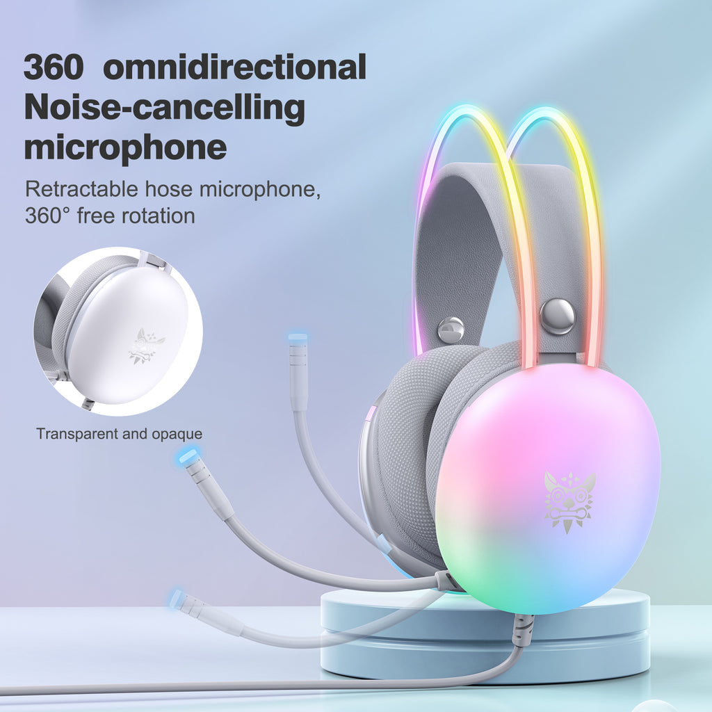 Onikuma X25 RGB Wired White Gaming Headset