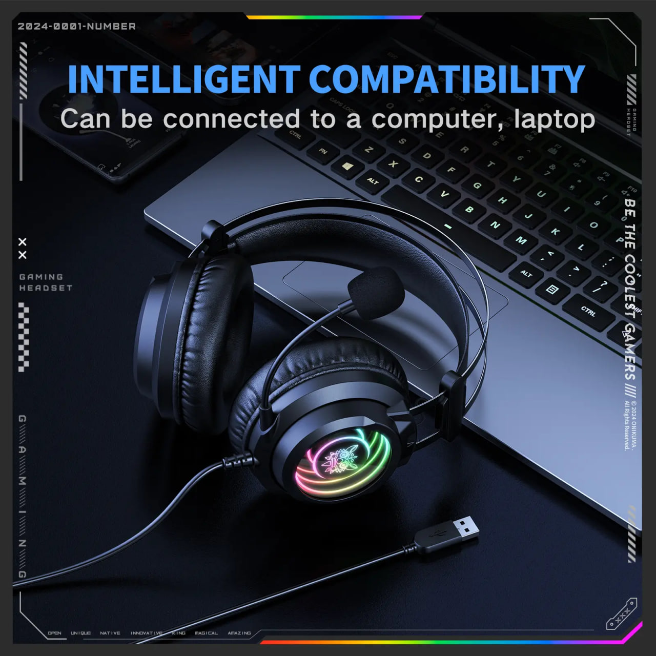 Onikuma X80 3.5 Wired RGB Gaming Headphone