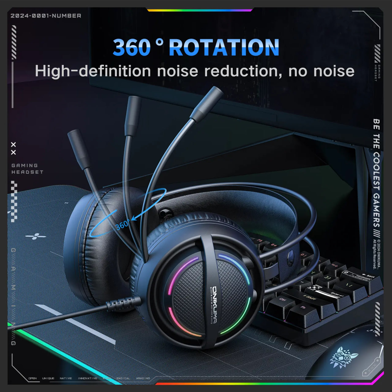 Onikuma X88 RGB Wired Gaming Black Headphone