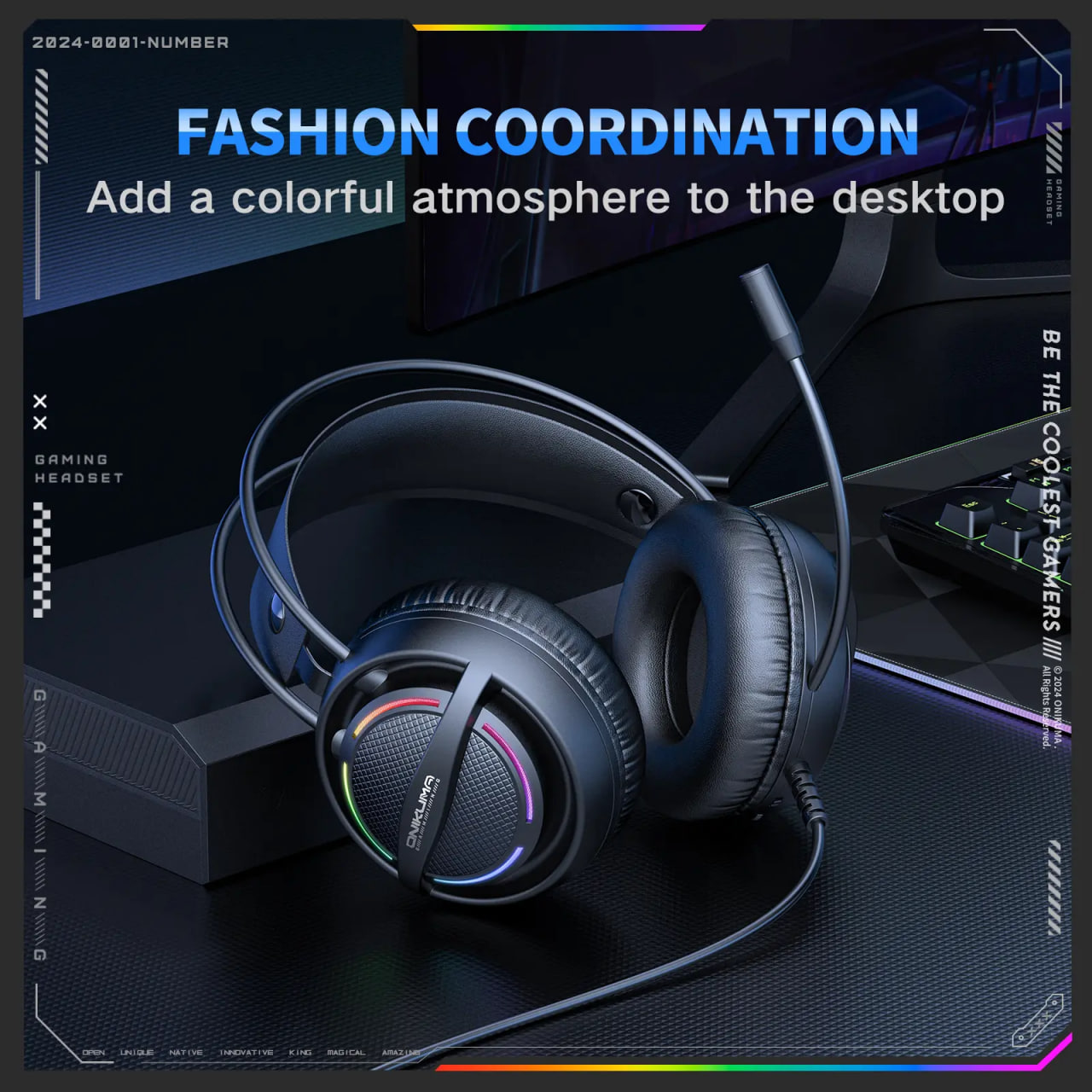 Onikuma X88 RGB Wired Gaming Black Headphone