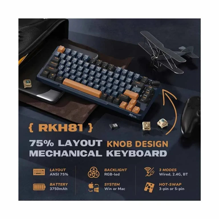 Royal Kludge RK H81 Tri Mode RGB Hot Swap (Brown Switch) Star Night Mechanical Gaming Keyboard