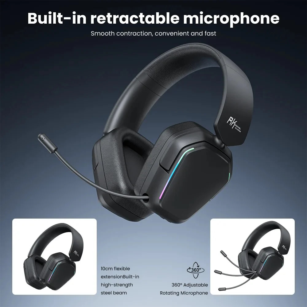 Royal Kludge RK HG101 RGB (Tri-Mode) Hot Swap Matte Black Gaming Headphone
