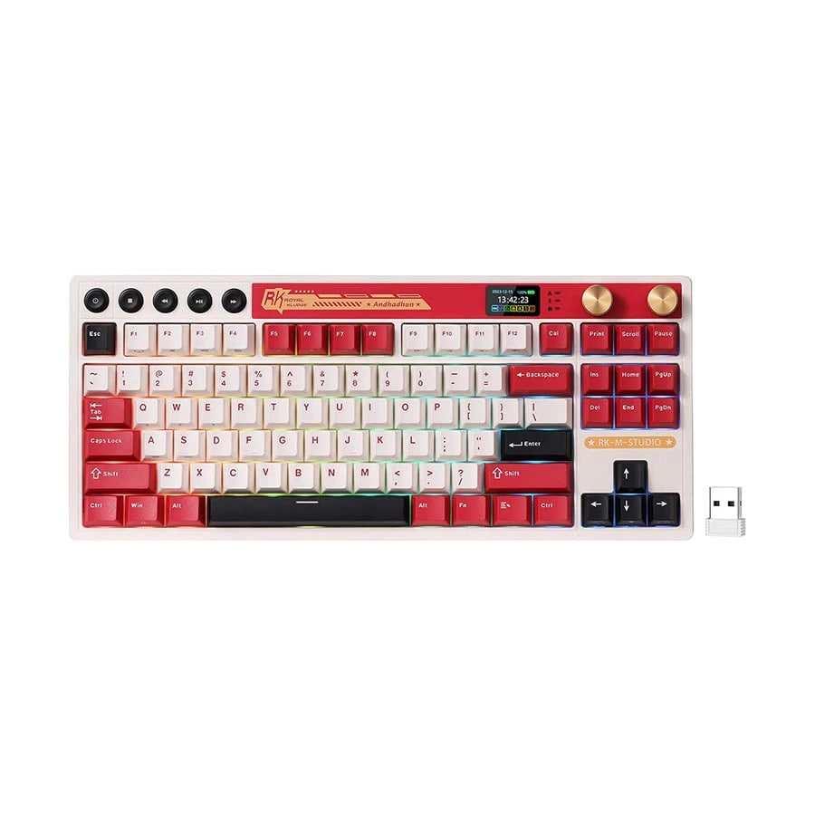 Royal Kludge RK M87 Tri Mode RGB Hot Swap (Beige Switch) Famicom Mechanical Gaming Keyboard