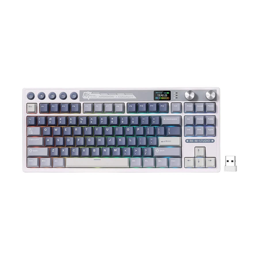 Royal Kludge RK M87 Tri Mode RGB Hot Swap (Beige Switch) Ocean Blue Mechanical Gaming Keyboard