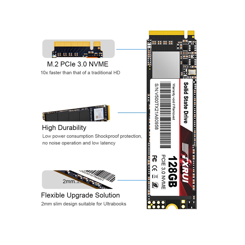 TXRUI 128GB PCIe Gen 3.0 M.2 NVMe Internal SSD
