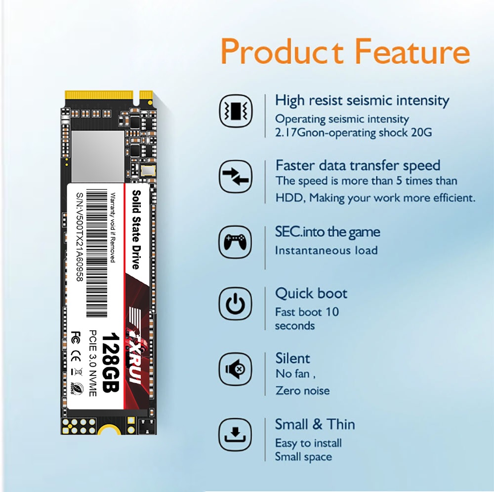 TXRUI 128GB PCIe Gen 3.0 M.2 NVMe Internal SSD