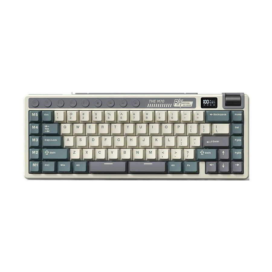 Royal Kludge RK M70 RGB Tri Mode Hot Swap (Cream Switch) Cyan Mechanical Gaming Keyboard